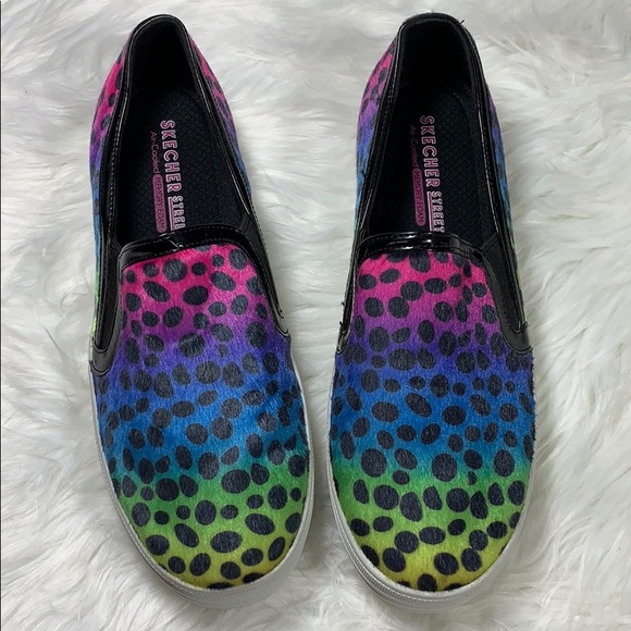 Skechers Shoes - Skercher Street  Rainbow Leopard platform slip on